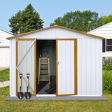Metal garden sheds 6ftx8ft outdoor storage sheds White+Yellow W1350S00018
