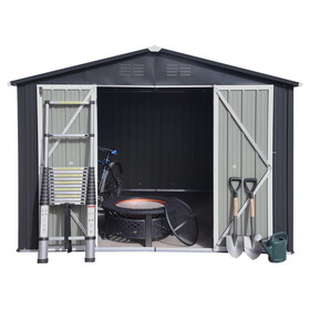 Metal garden sheds 10ftx8ft outdoor storage sheds Dark-grey W1350S00020