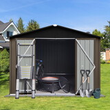 Metal garden sheds 10ftX8ft outdoor storage sheds Brown + Black W1350S00021