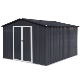 Metal garden sheds 10ftx8ft outdoor storage sheds Grey with window W1350S00034