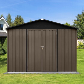 Metal garden sheds 10ftx8ft outdoor storage sheds Brown+Black with window W1350S00035