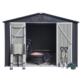 Metal garden sheds 10ftX12ft outdoor storage sheds Dark-grey W1350S00036