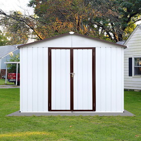 Metal garden sheds 10ftx12ft outdoor storage sheds white+Grey W1350S00041