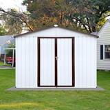 Metal garden sheds 10ftx12ft outdoor storage sheds white+green W1350S00042