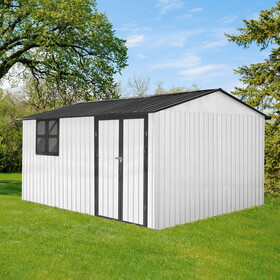 Metal garden sheds 10ftx12ft outdoor storage sheds white+black with window W1350S00050