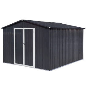 Metal garden sheds 10ftx12ft outdoor storage sheds black with window W1350S00052