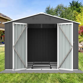 Metal garden sheds 6ftx8ft outdoor storage sheds Grey with window W1350S00062