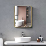20x28 inch Gold Metal Framed Wall mount or Recessed Bathroom Medicine Cabinet with Mirror W1355109268