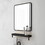 24*30inch Mirror Hangs Horizontally or Vertically Black Metal Framed Bathroom Mirror W1355133658