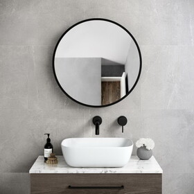 30x30 inch Black Metal Framed Wall mount Bathroom Medicine Cabinet with Mirror W1355P152936