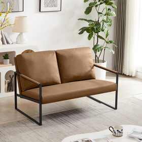 Lounge, living room, office or the reception area Leathaire accent arm chair with Extra thick padded backrest and seat cushion sofa chairs,Non-slip adsorption feet,sturdy metal frame,light tan