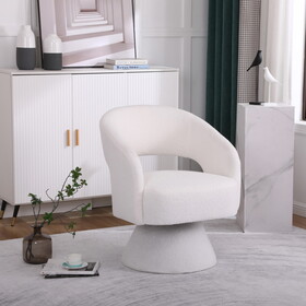 Swivel Accent Chair Armchair, Round Barrel Chair in Fabric for Living Room Bedroom, White