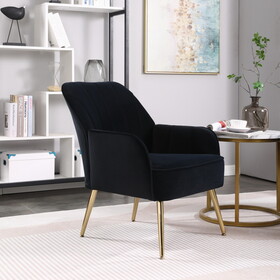 Mid Century Chair Velvet Sherpa Armchair for Living Room Bedroom Office Easy assemble(Navy)