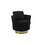 Teddy Swivel Barrel Chair, Swivel Accent Chairs Armchair for Living Room, Reading Chairs for Bedroom Comfy, Round Barrel Chairs with Gold Stainless Steel Base (Black) W1361114587