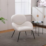 Modern Sherpa Chairs Accent Armchairs for Living Dining Room, Upholstered Chairs with Black Metal Legs, Comfy and Soft Chairs for Bedroom, Cute Vanity Chairs W1361114607