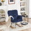 Rocking Chair Nursery, Solid Wood Legs Reading Chair with Lazy plush Upholstered and Waist Pillow, Nap Armchair for Living Rooms, Bedrooms, Offices,Blue W1361120554