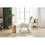 Rocking Chair Nursery, Solid Wood Legs Reading Chair with Teddy Fabric Upholstered, Nap Armchair for Living Rooms, Bedrooms, Offices, White Teddy fabric W1361127268