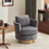 Velvet Swivel Barrel Chair, Swivel Accent Chairs Armchair for Living Room, Reading Chairs for Bedroom Comfy, Round Barrel Chairs with Gold Stainless Steel Base (Grey) W1361131376