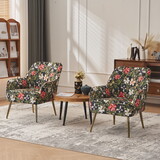 Modern Mid Century Chair velvet Sherpa Armchair for Living Room Bedroom Office Easy assemble(Black Flower) W1361134558