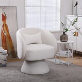Swivel Accent Chair Armchair, Round Barrel Chair in Fabric for Living Room Bedroom(White) W1361101774
