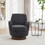 Polyester Swivel Barrel Chair, Swivel Accent Chairs Armchair for Living Room, Reading Chairs for Bedroom Comfy, Round Barrel Chairs with Gold Stainless Steel Base (Dark Grey) W1361P149655