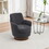 Polyester Swivel Barrel Chair, Swivel Accent Chairs Armchair for Living Room, Reading Chairs for Bedroom Comfy, Round Barrel Chairs with Gold Stainless Steel Base (Dark Grey) W1361P149655
