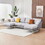 Modern large area Linen+Leathaire fabric color matching segmented sofa, ultra wide lounge chair, golden legs, U-shaped, double grey color W1361S00011
