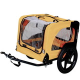 Yellow Outdoor Heavy Duty Foldable Utility Pet Stroller Dog Carriers Bicycle Trailer W136458017