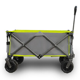 Folding Wagon, Heavy Duty Utility Beach Wagon Cart for Sand with Big Wheels, Adjustable Handle&Drink Holders for Shopping, Camping,Garden and Outdoor W1364P154997