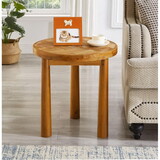 Living Room Central End Table, Farmhouse Round End Table, Round Wooden Rustic Natural Table with Thick Cylindrical Legs (Classic, 19.69 x 19.69 x 21.46 in) W1366P177830
