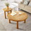 Living Room Central End Table, Farmhouse Round End Table, Round Wooden Rustic Natural Table with Thick Cylindrical Legs (Classic, 19.69 x 19.69 x 21.46 in)
