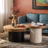 Pedestal Cocktail Round Side Table, Mushroom-Shape End Table for Living Room Bedroom Office, Easy assembly, 23.62D*20.47H W1366P178431