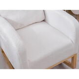Modern Accent Rocking Chair Rocking Chair with Solid Wood Legs, Upholstered Nursery Glider Rocker, Comfy Armchair with Side Pocket, Living Room Lounge Arm Chair with High Backrest (White, teddy)