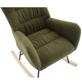 Nursery Rocking Chair, Teddy Upholstered Glider Rocker, Rocking Accent Chair with High Backrest, Comfy Rocking Accent Armchair for Living Room, Bedroom, Offices, DARK GREEN W1372138709