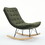 Lazy Rocking Chair,Comfortable Lounge Chair with Wide Backrest and Seat Wood Base, Upholstered Armless Rocker Chair for Living room, Balcony,Bedroom and Patio Porch. (DARK GREEN) W1372P181258