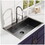 33inch Topmount 18Gauge Stainless Steel kitchen Sink with Black Spring Neck Faucet W1386137777