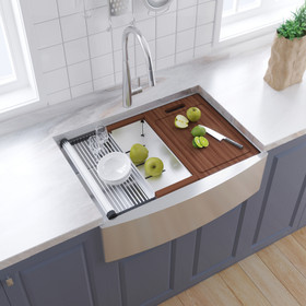 33-inch Farmhouse Single Bowl Stainless Steel Workstation Kitchen Sink 18 Gauge W138657715