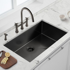 30" x 21" x 10" Undermount Kitchen Sink 16 Gauge Stainless Steel Single Bowl Kitchen Sink Gunmetal Black W138658085