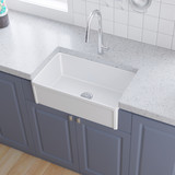 30 inch Fireclay Kitchen Sink Farmhouse Reversiable Single Bowl, Apron Farm White Single Bowl Sink W138658099
