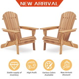 Wooden Outdoor Folding Adirondack Chair Set of 2 Wood Lounge Patio Chair for Garden, Garden, Lawn, Backyard, Deck, Pool Side, Fire Pit, Half assembled