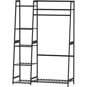Clothes Rack,Clothes Rack with Shelves,Freestanding Closet Organizer for Living Bedroom Room Kitchen Bathroom Entryway Office Storage Shelves Clothes Hanging Rack,CR-538 Black W139460480