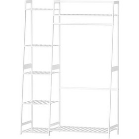 Clothes Rack,Heavy Duty Clothes Rack with Shelves,Freestanding Closet Organizer for Living Bedroom Room Kitchen Bathroom Entryway Office Storage Shelves Clothes Hanging Rack,CR-538 White W139460487