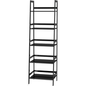 Ladder Shelf, 5 Tier Black Bookshelf, Modern Open Bookcase for Bedroom, Living Room, Office, Black W139460501