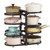 8 Tier Pots and Pans Lid Organizer Rack Holder, Adjustable Pot Organizer Rack for Under Cabinet, Pot Rack for Kitchen Organization and Storage, Black W1401120251