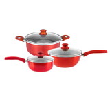 Nonstick Pot and Pan Set-Wok, Soup, Milk Pot Set RED W1401121270