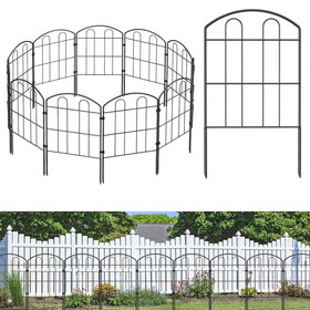 Outdoor Decorative Garden Fence, Powder Coated Mill Edge Metal Fence, Animal Barrier Garden Decorative Border, Suitable for Outdoor Patio Ornamental Fence. Measures 24X130 inches (10 Pieces)