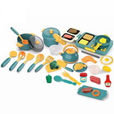 Kids Play Kitchen Toys 37 Piece Toy Kitchen Accessories Set, Pretend Kitchen Toys Kids Cooking Playset, Cutlery Cookware Learning Gift, Blue W140162220