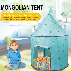 Princess Castle Play Tent, Kids Foldable Games Tent House Toy for Indoor & Outdoor Use-Blue W140162233