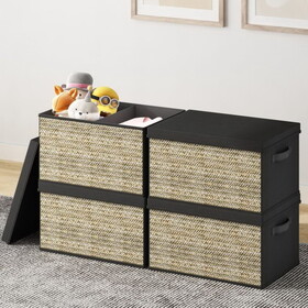 4 pieces with handle fabric storage box, foldable cube storage box, shelf storage basket, storage box for finishing the wardrobe box W1401P144884
