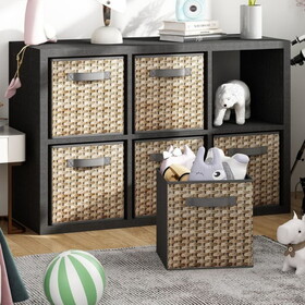 6 packs of fabric storage cube, with a handle, a folded 11 -inch cube storage box, used in the storage basket of the shelf, for the storage box, gray W1401P145147